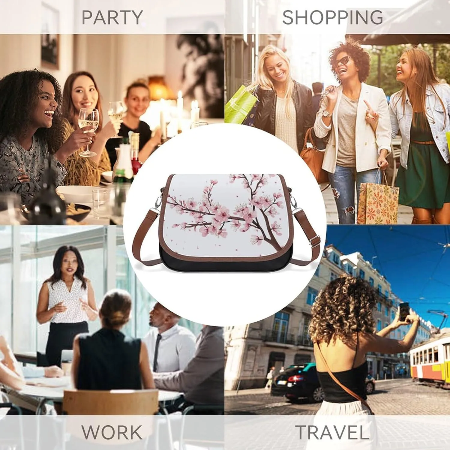 Fashion Crossbody Bags for Men Women Pu Leather Shoulder Bag Travel Purse Lightweight Messenger Bag