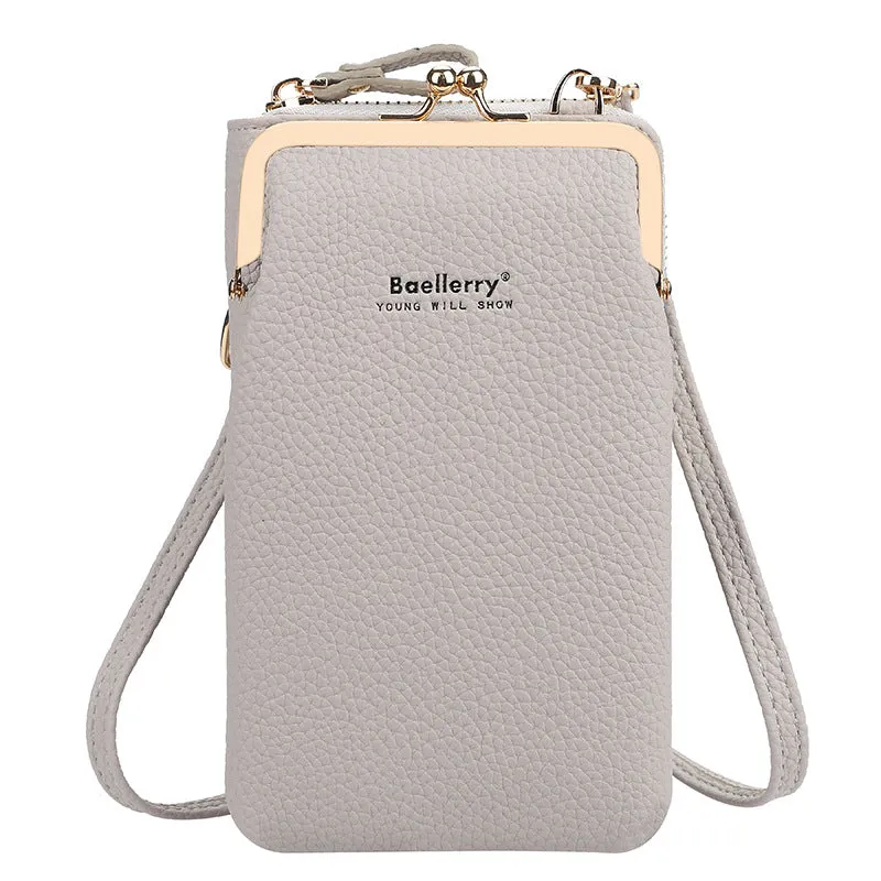 Fashion Mobile Phone Shoulder Bags with Lock, Women's Messenger Bag Wallet