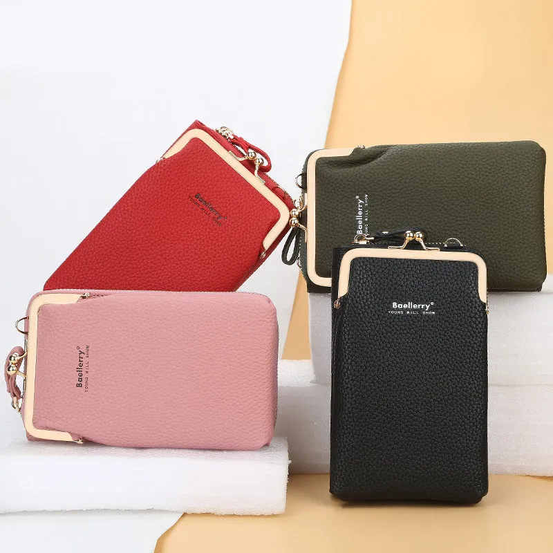 Fashion Mobile Phone Shoulder Bags with Lock, Women's Messenger Bag Wallet
