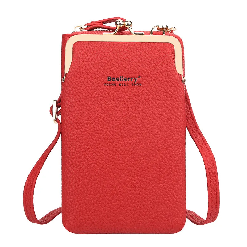 Fashion Mobile Phone Shoulder Bags with Lock, Women's Messenger Bag Wallet
