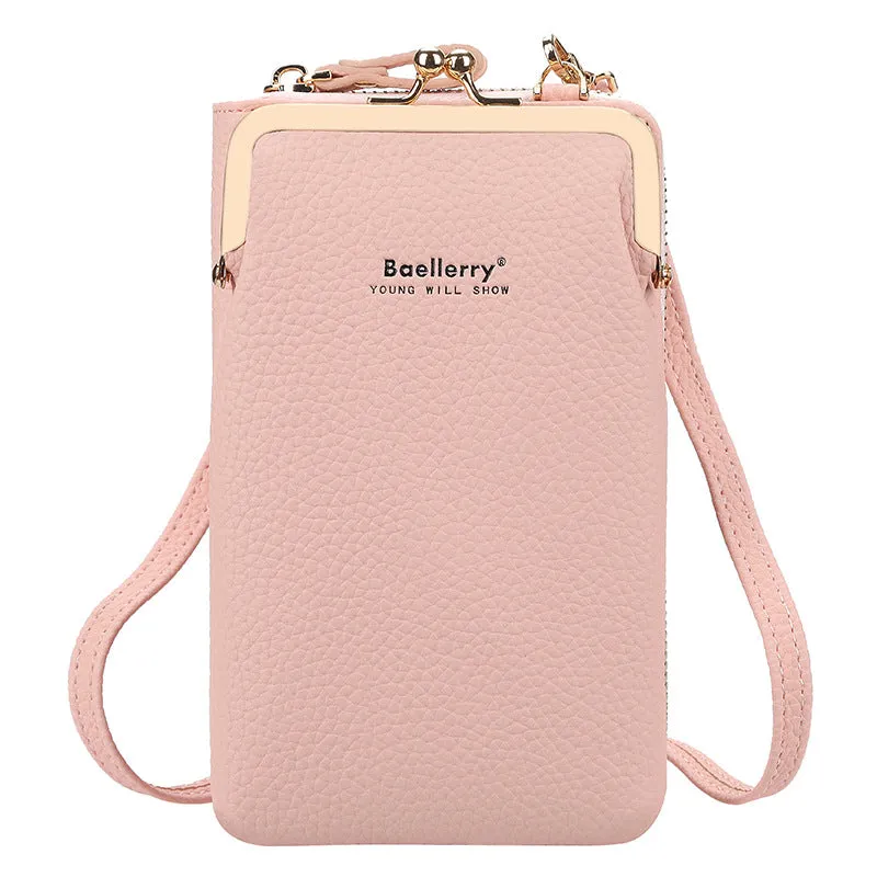 Fashion Mobile Phone Shoulder Bags with Lock, Women's Messenger Bag Wallet