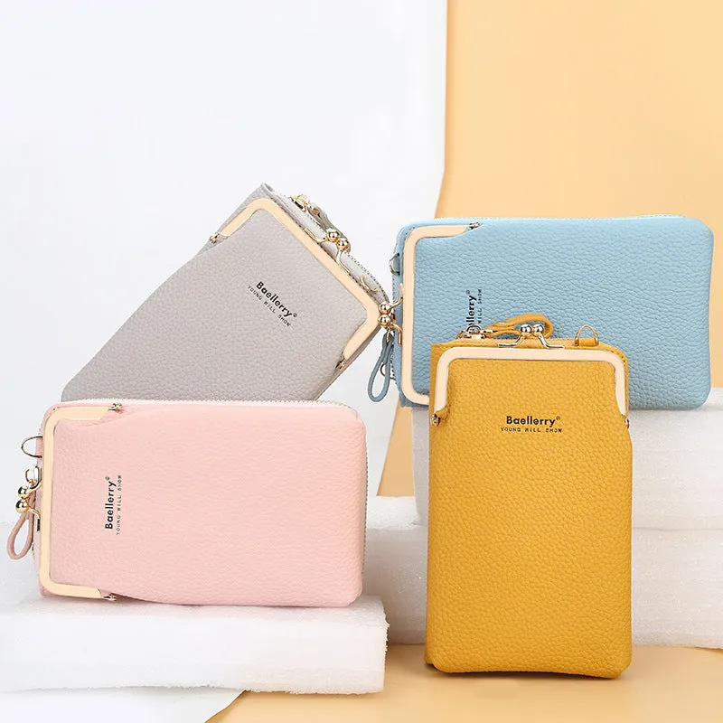 Fashion Mobile Phone Shoulder Bags with Lock, Women's Messenger Bag Wallet