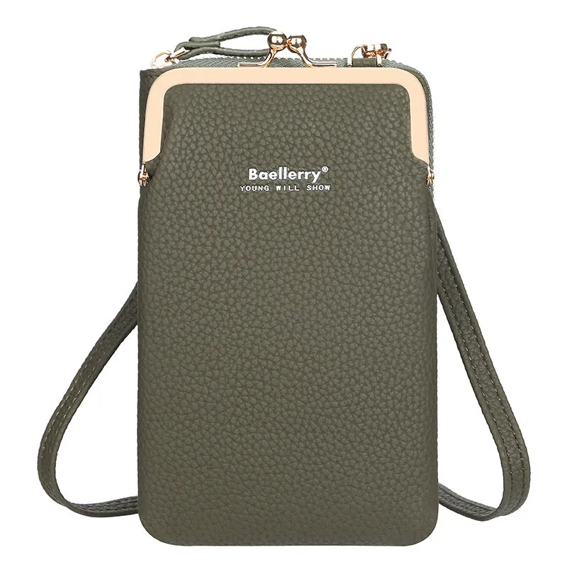 Fashion Mobile Phone Shoulder Bags with Lock, Women's Messenger Bag Wallet