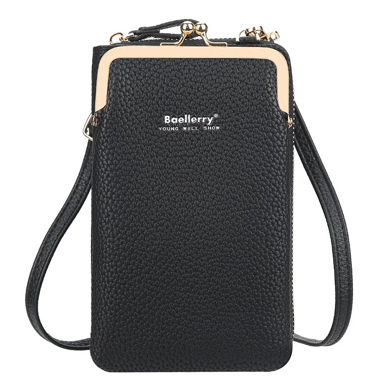 Fashion Mobile Phone Shoulder Bags with Lock, Women's Messenger Bag Wallet
