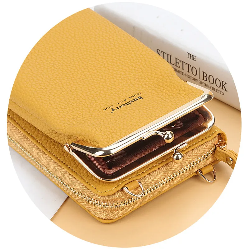 Fashion Mobile Phone Shoulder Bags with Lock, Women's Messenger Bag Wallet