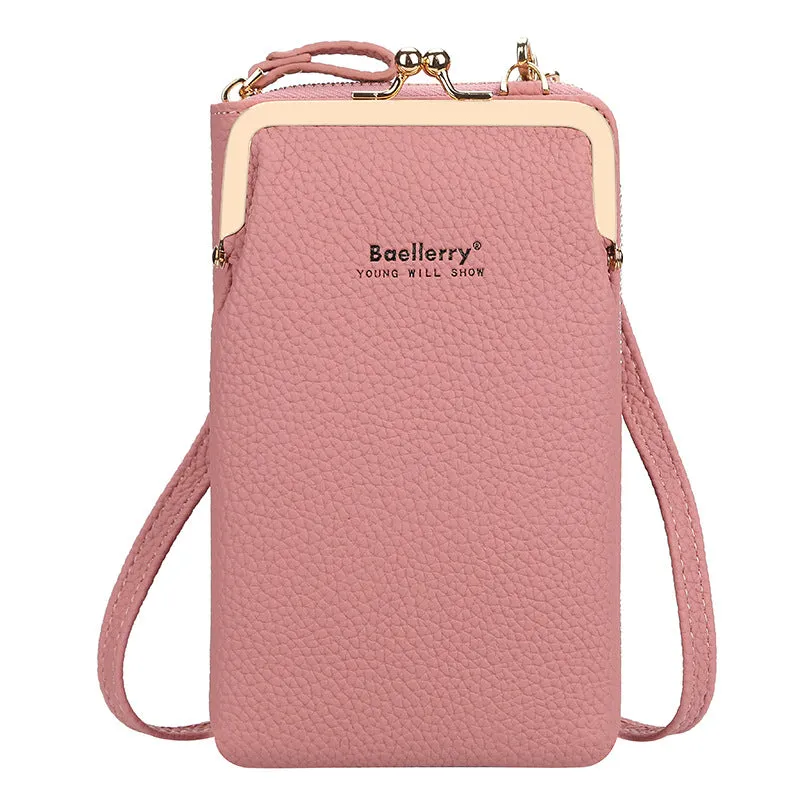 Fashion Mobile Phone Shoulder Bags with Lock, Women's Messenger Bag Wallet