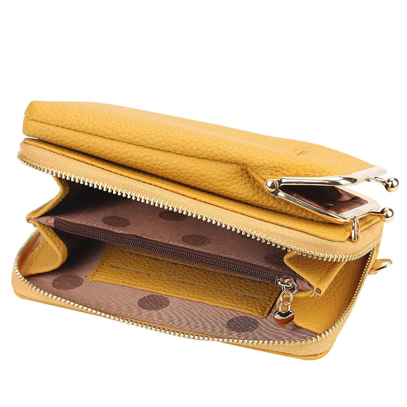 Fashion Mobile Phone Shoulder Bags with Lock, Women's Messenger Bag Wallet