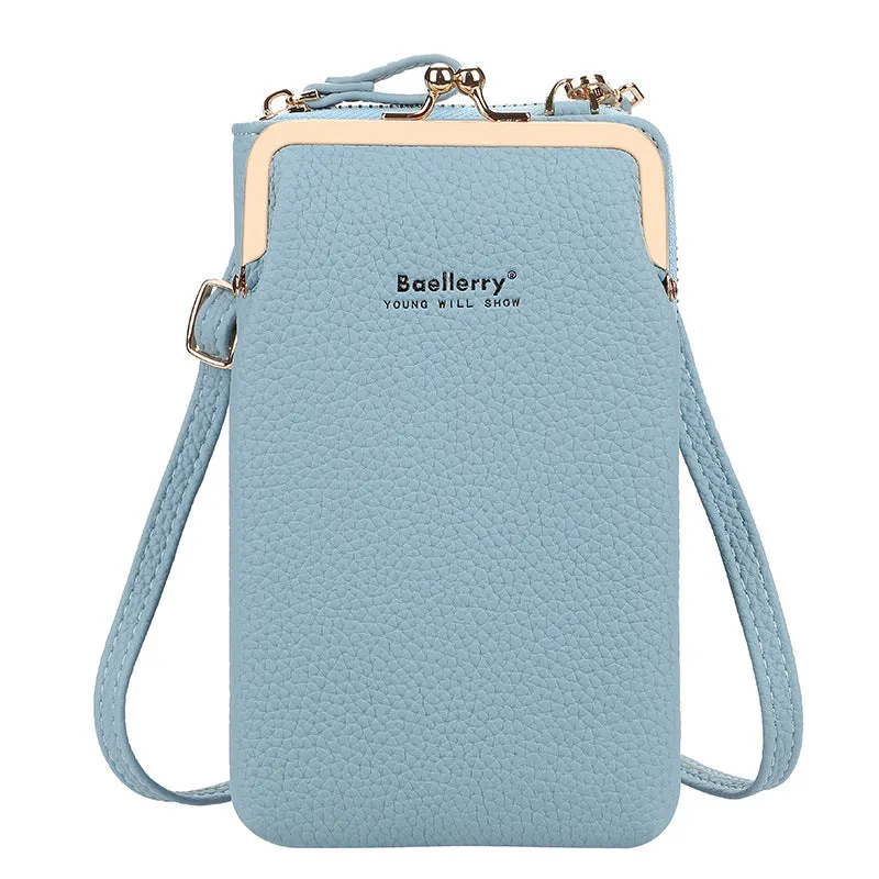 Fashion Mobile Phone Shoulder Bags with Lock, Women's Messenger Bag Wallet