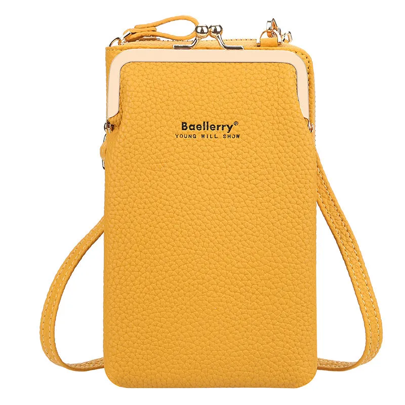 Fashion Mobile Phone Shoulder Bags with Lock, Women's Messenger Bag Wallet