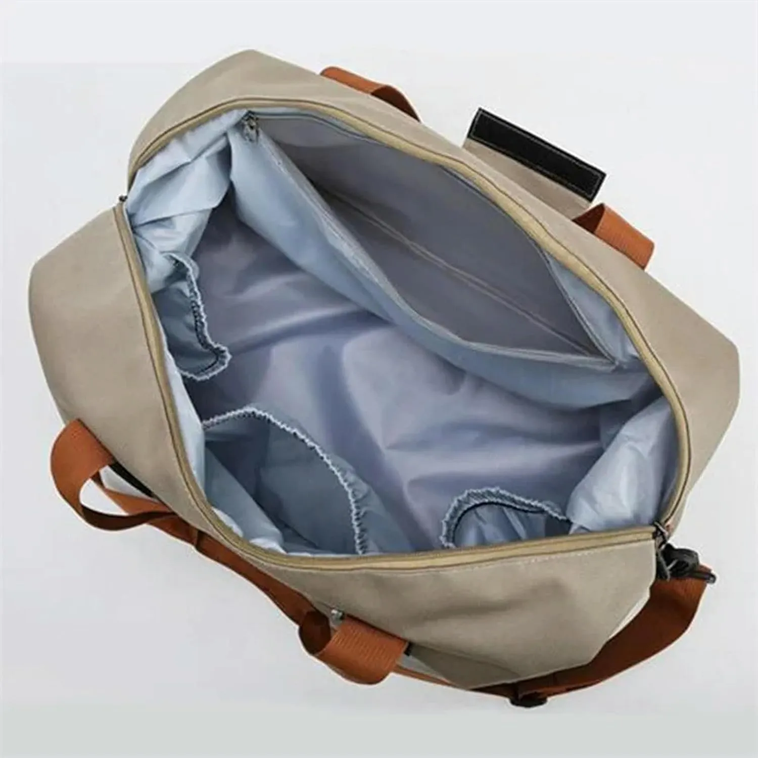 Fashion Travel Bags for Women Large Capacity Men's Sports Bag Waterproof Weekend Sac Voyage Female Messenger Bag Dry and Wet, Khaki 46x25x28cm