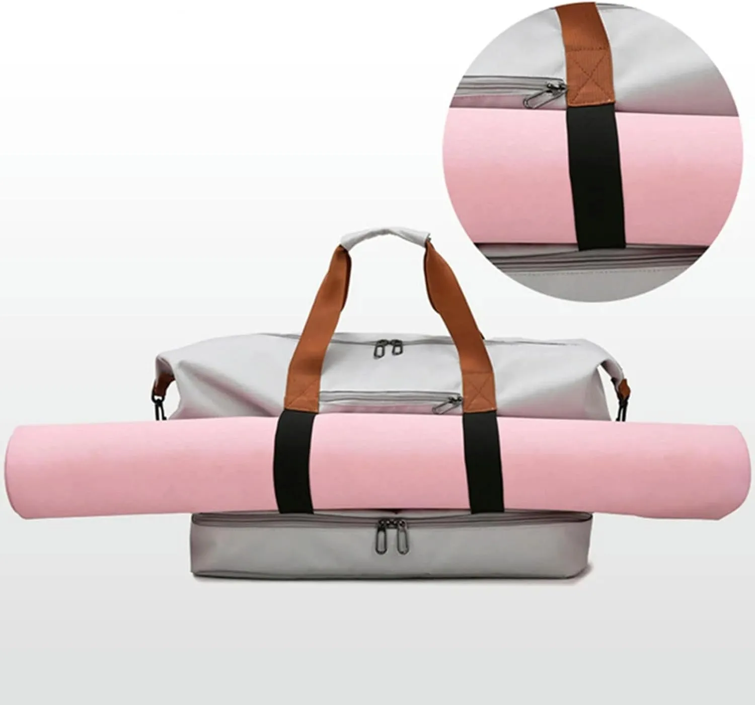 Fashion Travel Bags for Women Large Capacity Men's Sports Bag Waterproof Weekend Sac Voyage Female Messenger Bag Dry and Wet, Khaki 46x25x28cm