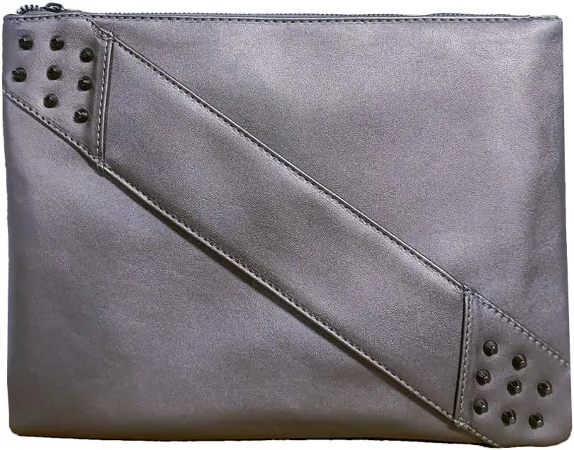 Fashion Women Clutches Rivet PU Leather Crossbody Bag Envelope Clutch Purse with Hand Strap