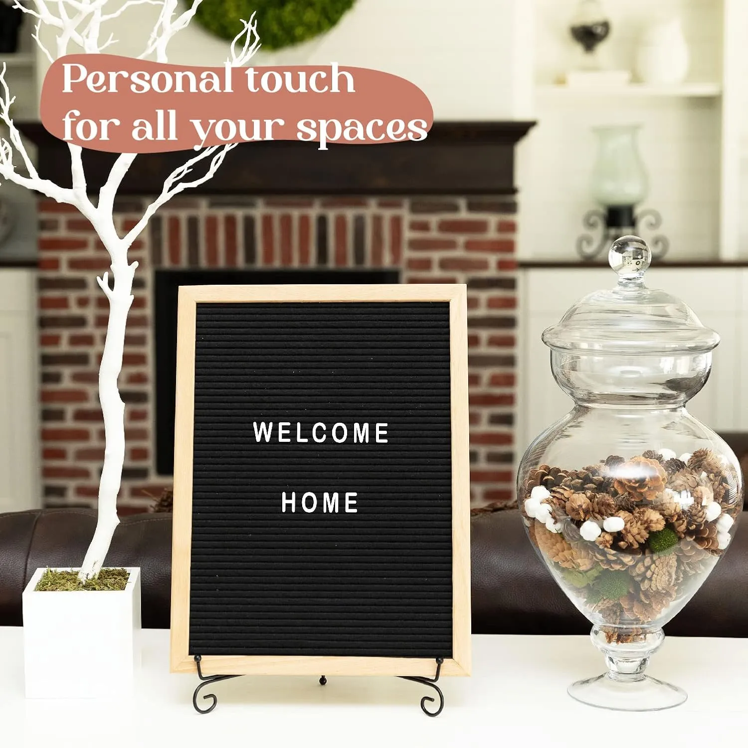 Felt Letter Board - 680 Letters, Numbers & Symbols, 16 x 12 inch, Changeable Message Board for Notes & Announcements, Wood Frame, 2 Storage Bags, Light Brown Frame