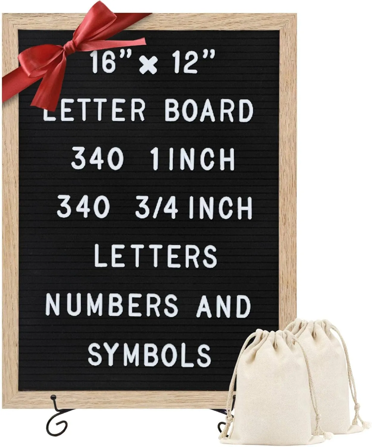 Felt Letter Board - 680 Letters, Numbers & Symbols, 16 x 12 inch, Changeable Message Board for Notes & Announcements, Wood Frame, 2 Storage Bags, Light Brown Frame
