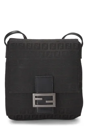 Fendi,  Black Zucchino Canvas Tube Messenger Small, Black