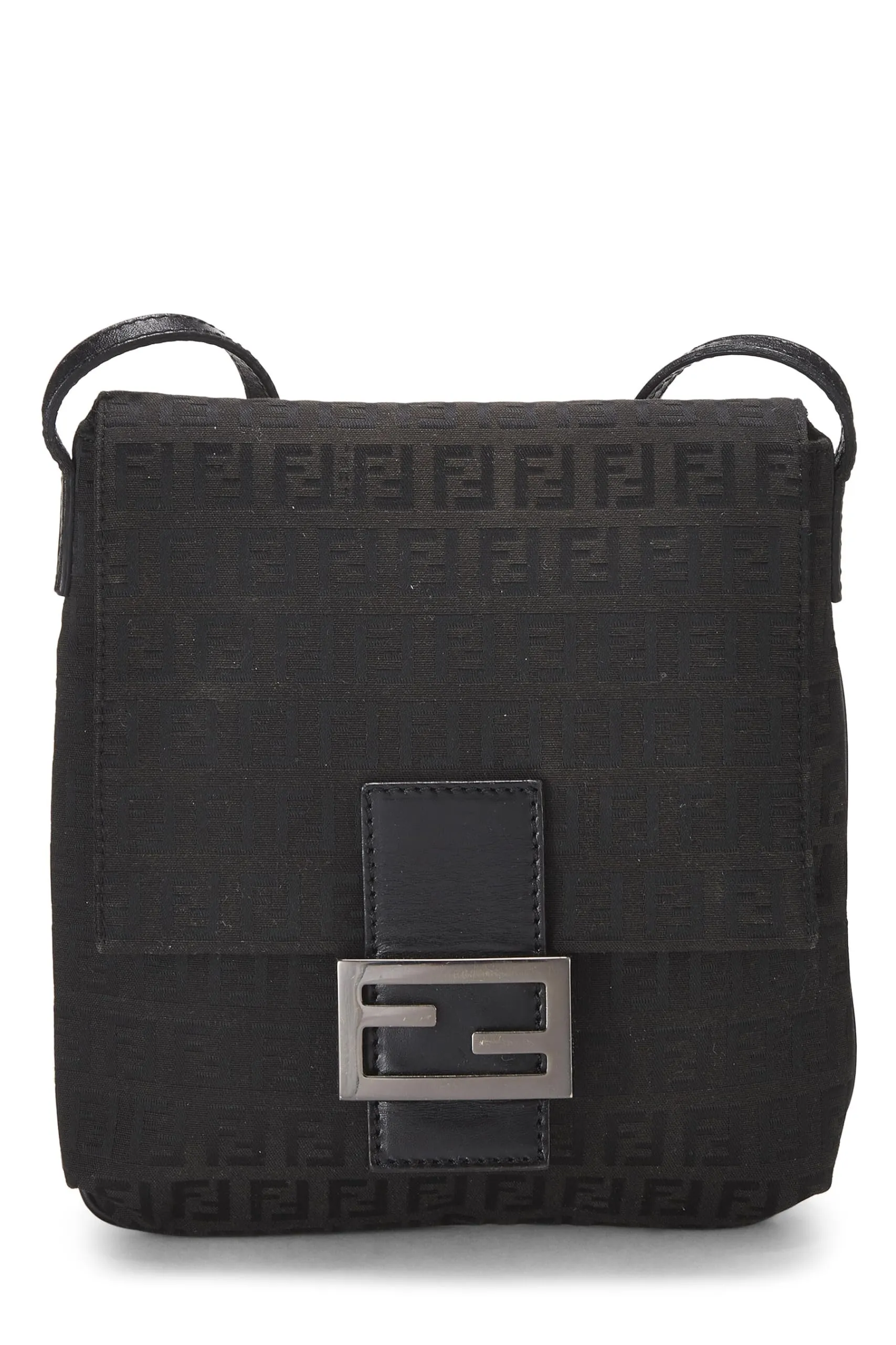 Fendi,  Black Zucchino Canvas Tube Messenger Small, Black