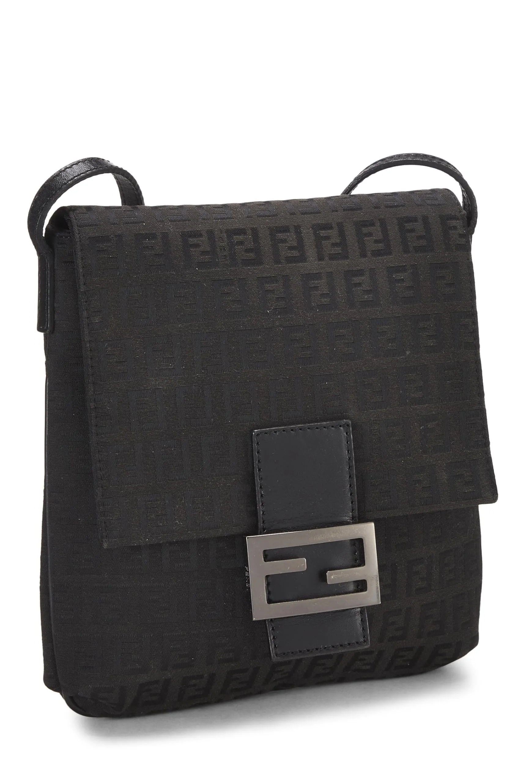 Fendi,  Black Zucchino Canvas Tube Messenger Small, Black