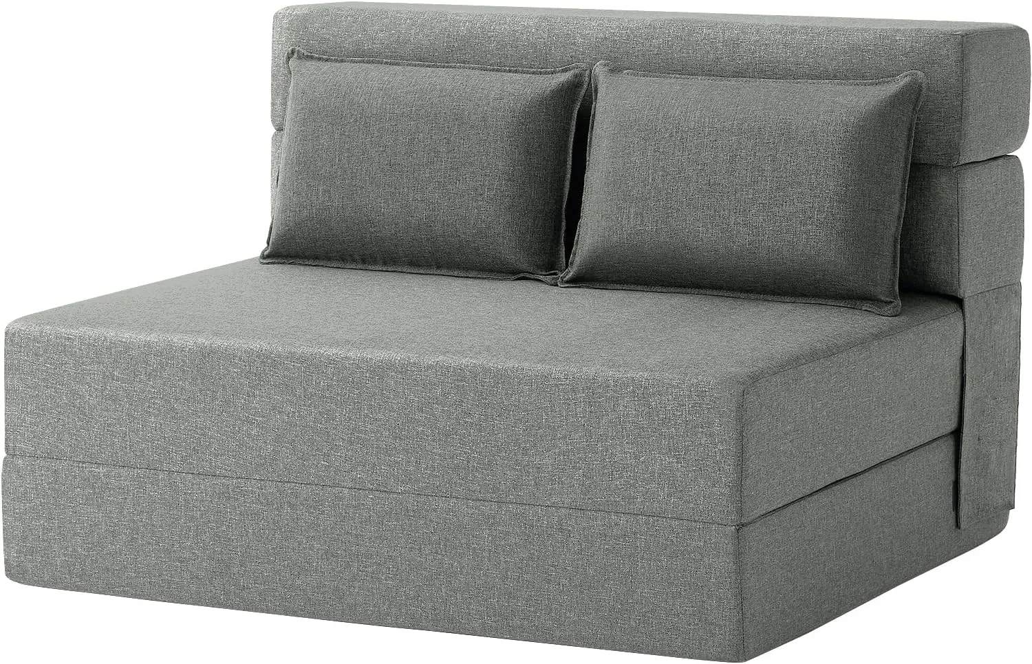 FILUXE Convertible Folding Sofa Bed - Sleeper Chair with Pillow, Modern Linen Fabric Floor & Futon Couch, Foldable Mattress for Living Room/Dorm/Guest/Home Office/Apartment, Standard Size, Light Gray