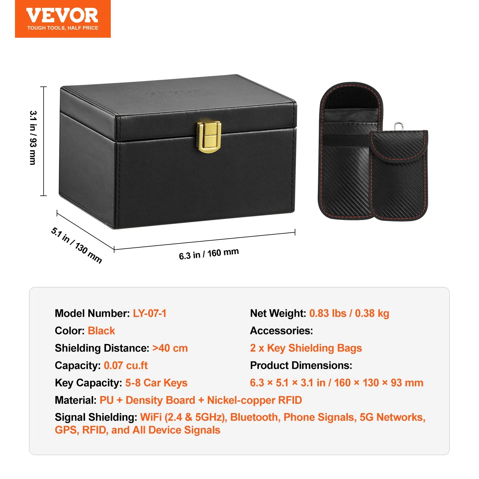 (FINAL PRICES ARE LOWER ON OUR SITE!) VEVOR Faraday Box Signal Blocking Holder for 5~8 Car Keys with 2 Key Bags Black?Car Key Signal Blocking Box Box for Car Security