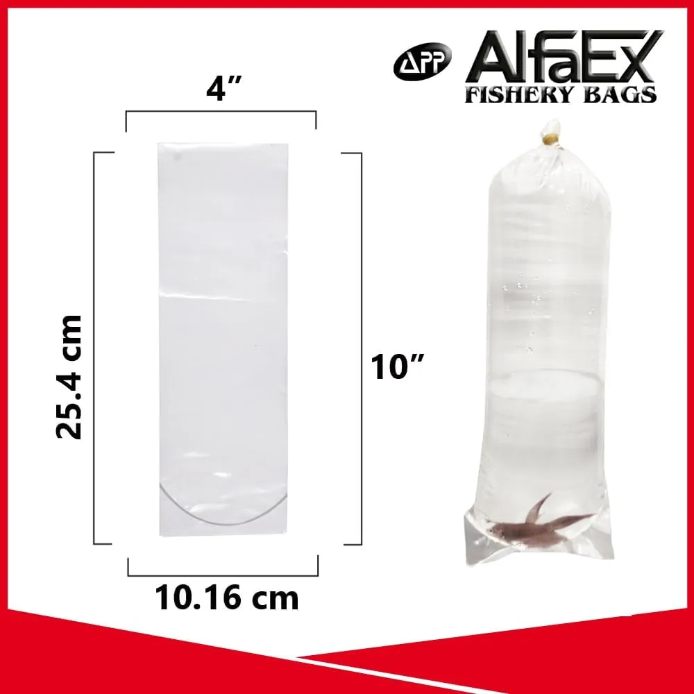 Fishery Bags 4 Inches Leak Proof Rounded Bottom Clear Plastic Fish Bags for Shrimps and Betta Fish Transport. (4" x 10" / 100 Pack / 3 Mil)