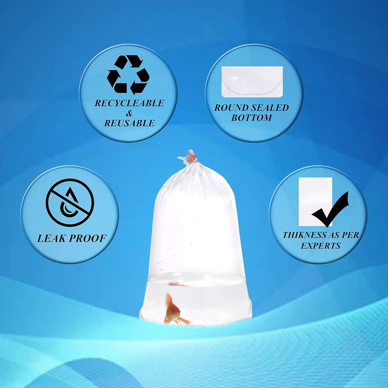 Fishery Bags 4 Inches Leak Proof Rounded Bottom Clear Plastic Fish Bags for Shrimps and Betta Fish Transport. (4" x 10" / 100 Pack / 3 Mil)