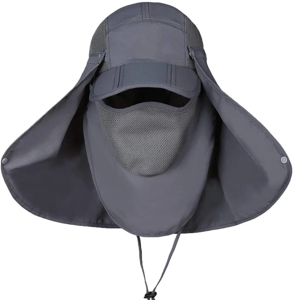 Fishing Hat Men/Women Outdoor Sun Cap UV Sun Protection Hat with Removable Neck Flap & Face Cover Cycling Hiking
