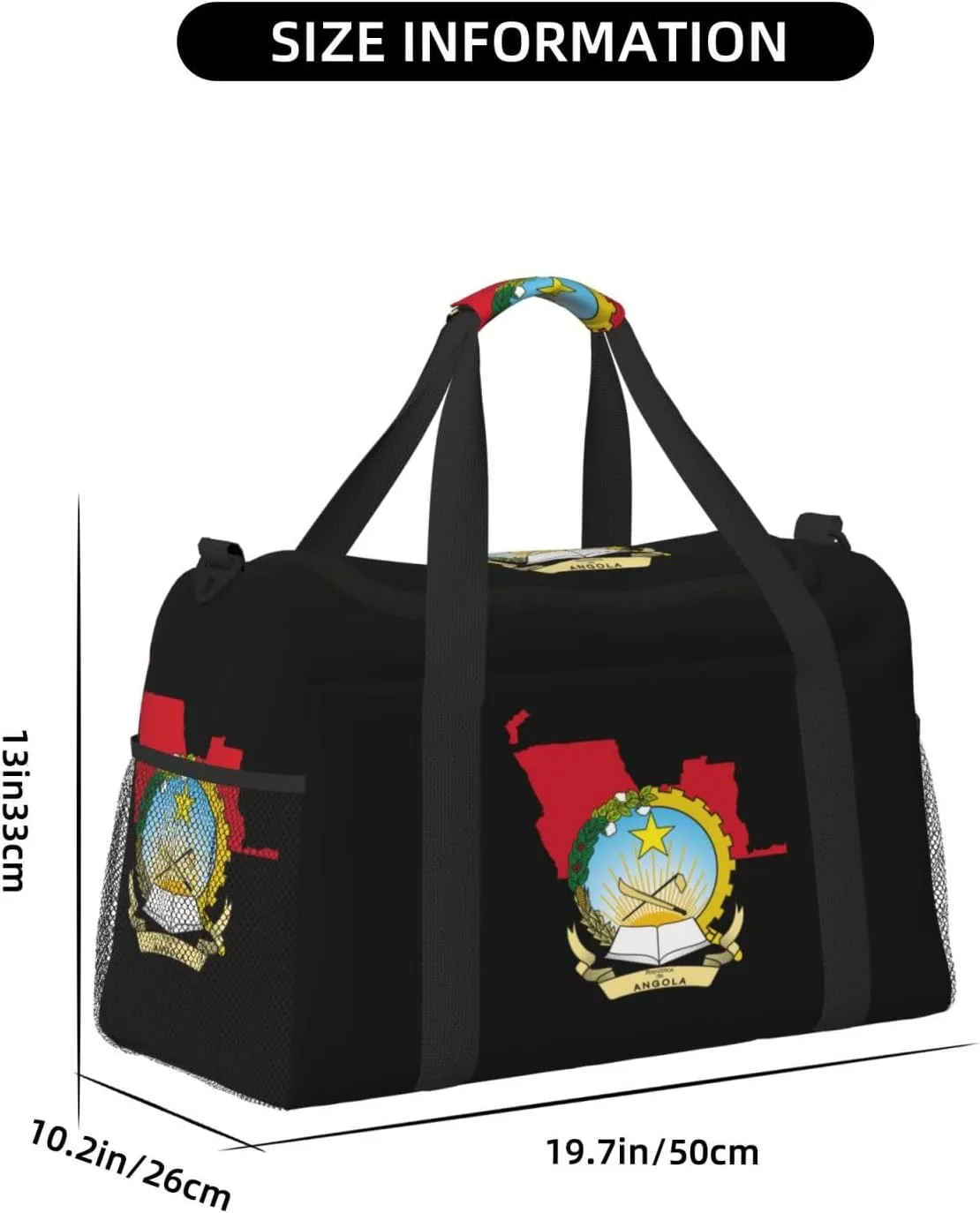 Flag Map Of Angola Travel Duffel Bag Large Foldable Waterproof Overnight Bag For Beach Swim Bags Pool Sports Gym