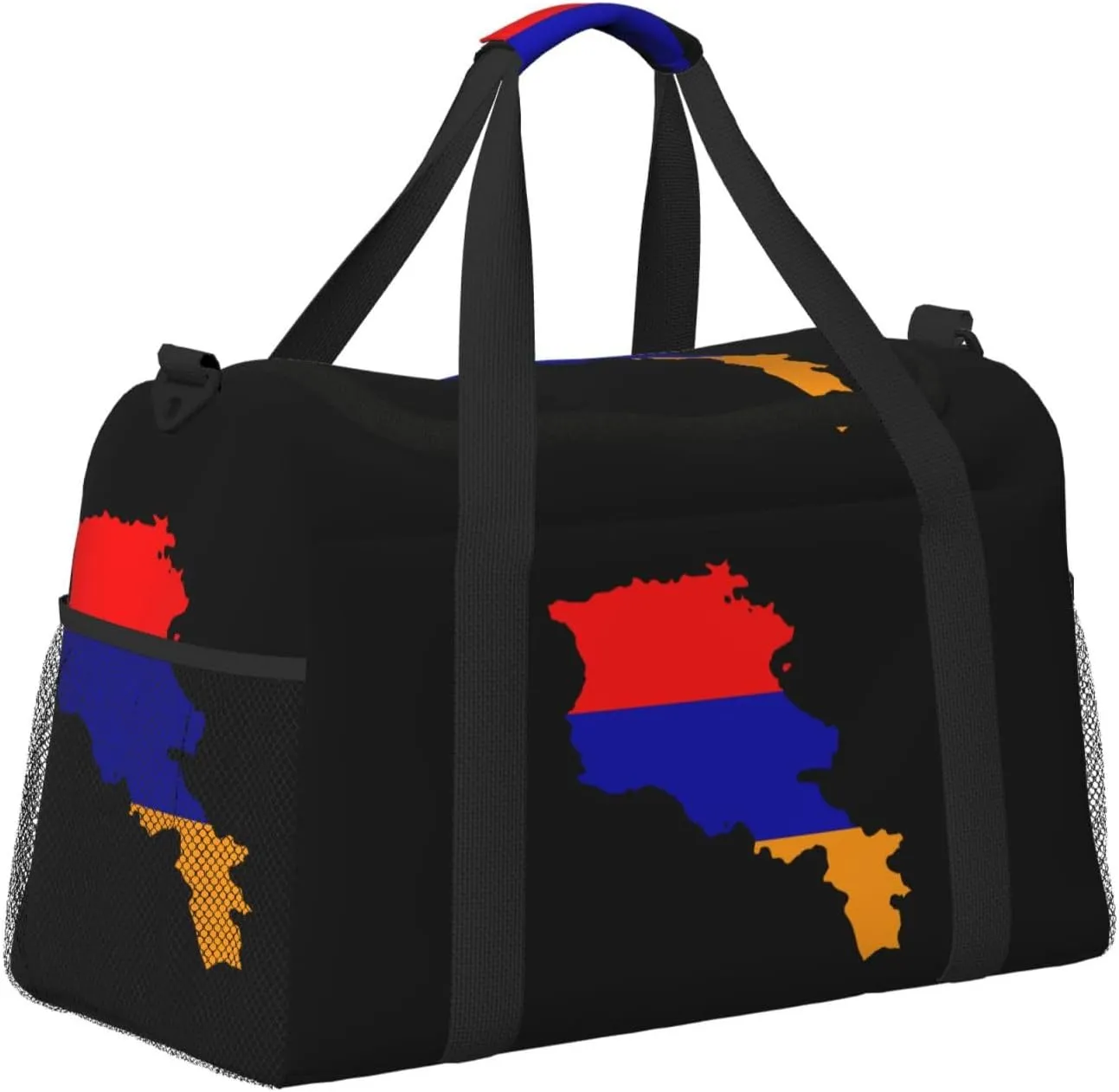 Flag Map Of Armenia Travel Duffel Bag Large Foldable Waterproof Overnight Bag For Beach Swim Bags Pool Sports Gym