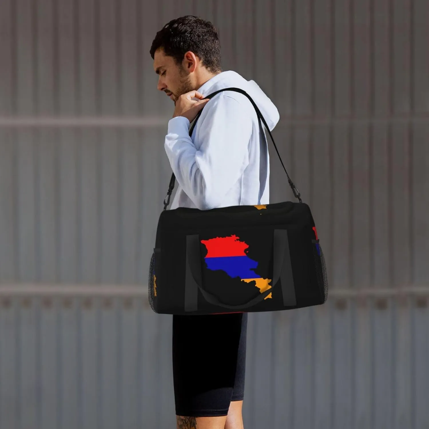 Flag Map Of Armenia Travel Duffel Bag Large Foldable Waterproof Overnight Bag For Beach Swim Bags Pool Sports Gym