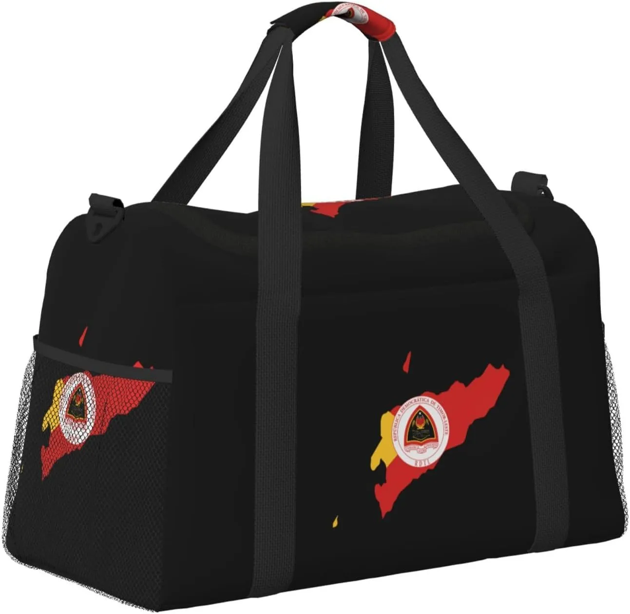 Flag Map Of East Timor Travel Duffel Bag Large Foldable Waterproof Overnight Bag For Beach Swim Bags Pool Sports Gym