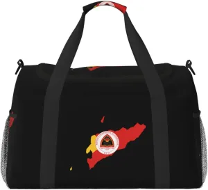 Flag Map Of East Timor Travel Duffel Bag Large Foldable Waterproof Overnight Bag For Beach Swim Bags Pool Sports Gym