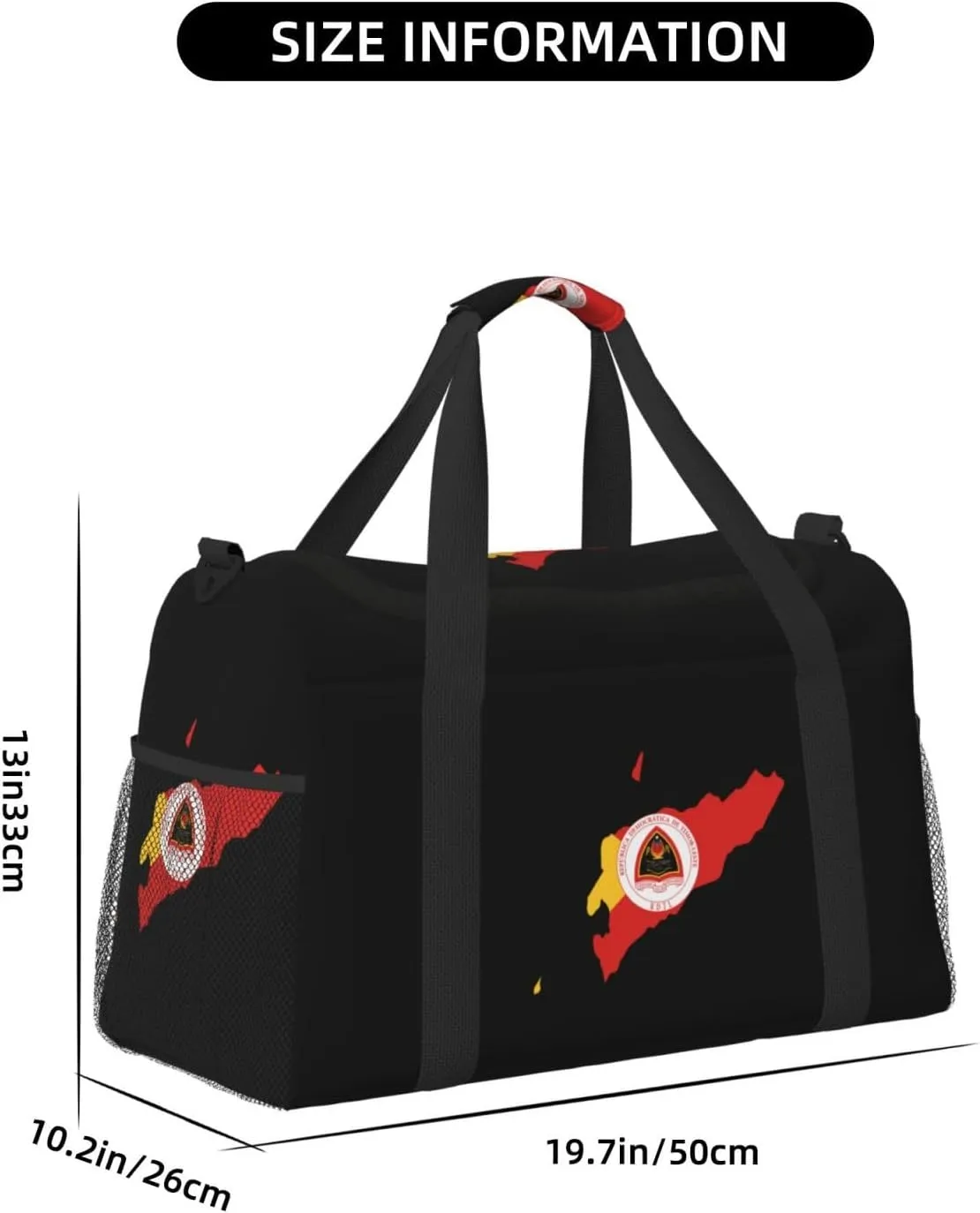Flag Map Of East Timor Travel Duffel Bag Large Foldable Waterproof Overnight Bag For Beach Swim Bags Pool Sports Gym