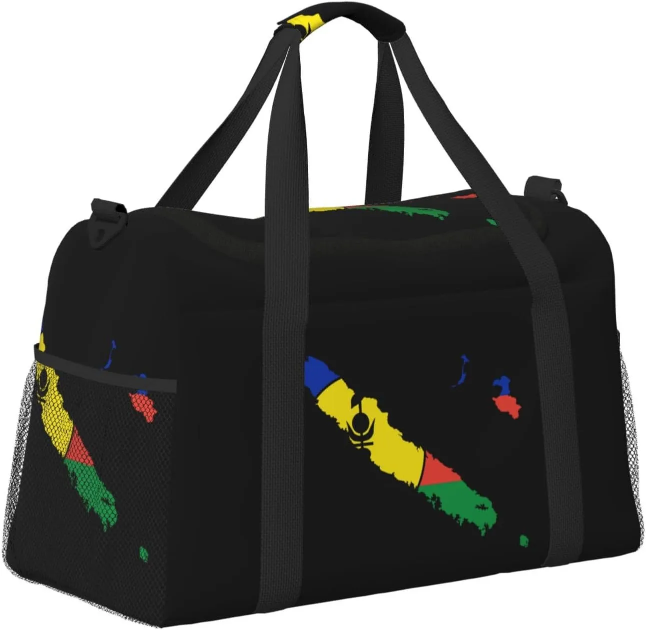 Flag Map Of Flnks Travel Duffel Bag Large Foldable Waterproof Overnight Bag For Beach Swim Bags Pool Sports Gym