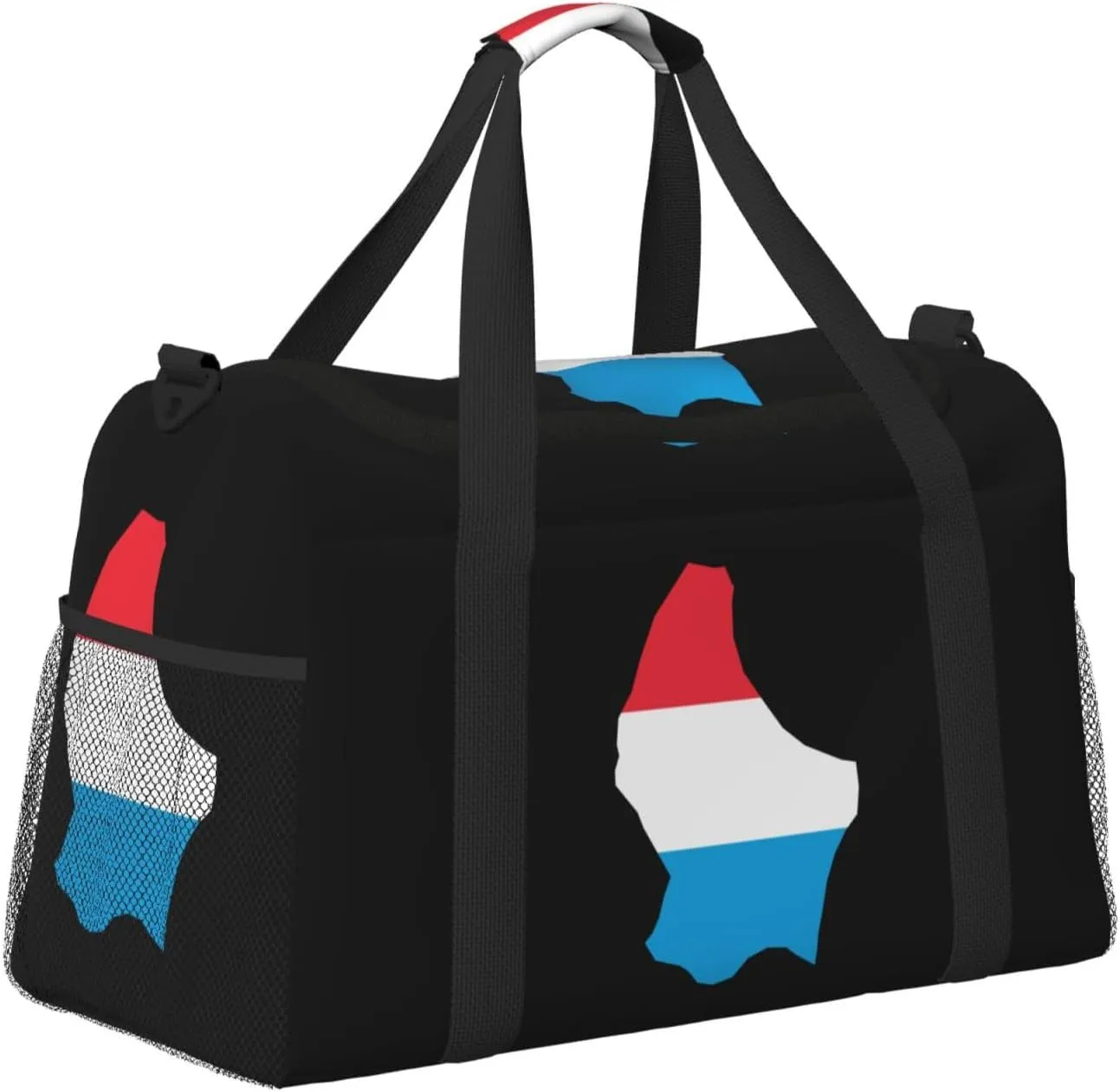 Flag Map Of Luxembourg Travel Duffel Bag Large Foldable Waterproof Overnight Bag For Beach Swim Bags Pool Sports Gym