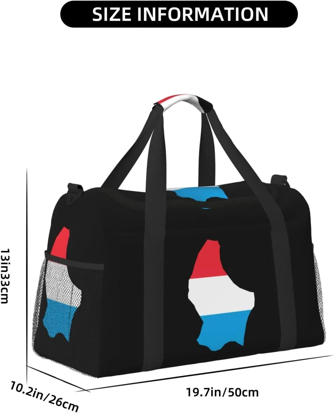 Flag Map Of Luxembourg Travel Duffel Bag Large Foldable Waterproof Overnight Bag For Beach Swim Bags Pool Sports Gym