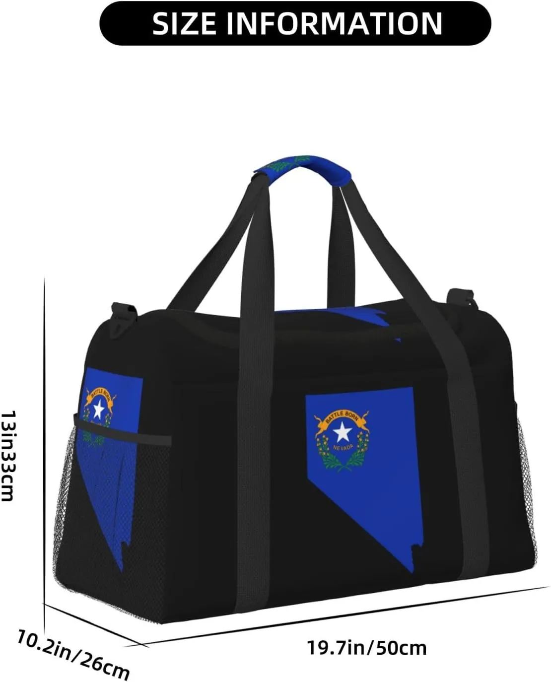 Flag Map Of Nevada Travel Duffel Bag Large Foldable Waterproof Overnight Bag For Beach Swim Bags Pool Sports Gym