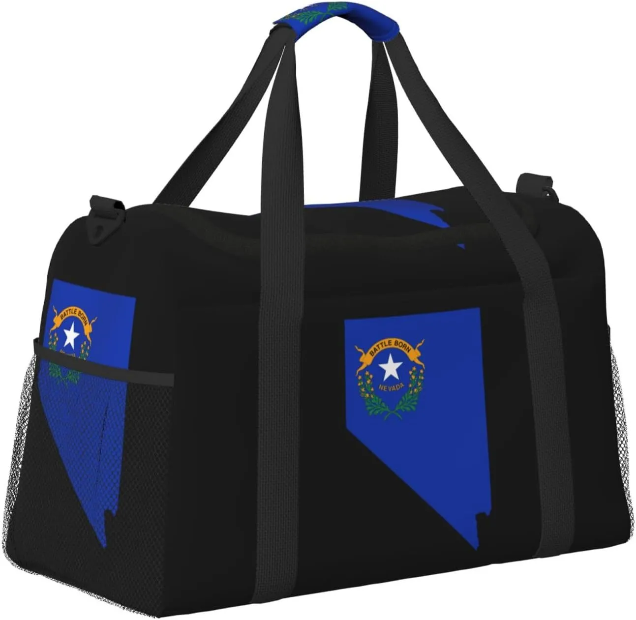 Flag Map Of Nevada Travel Duffel Bag Large Foldable Waterproof Overnight Bag For Beach Swim Bags Pool Sports Gym