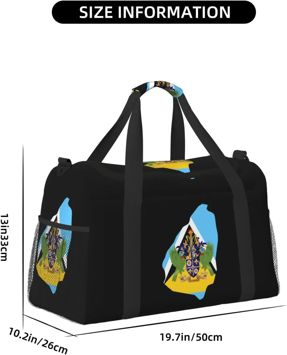 Flag Map Of Saint Lucia Travel Duffel Bag Large Foldable Waterproof Overnight Bag For Beach Swim Bags Pool Sports Gym