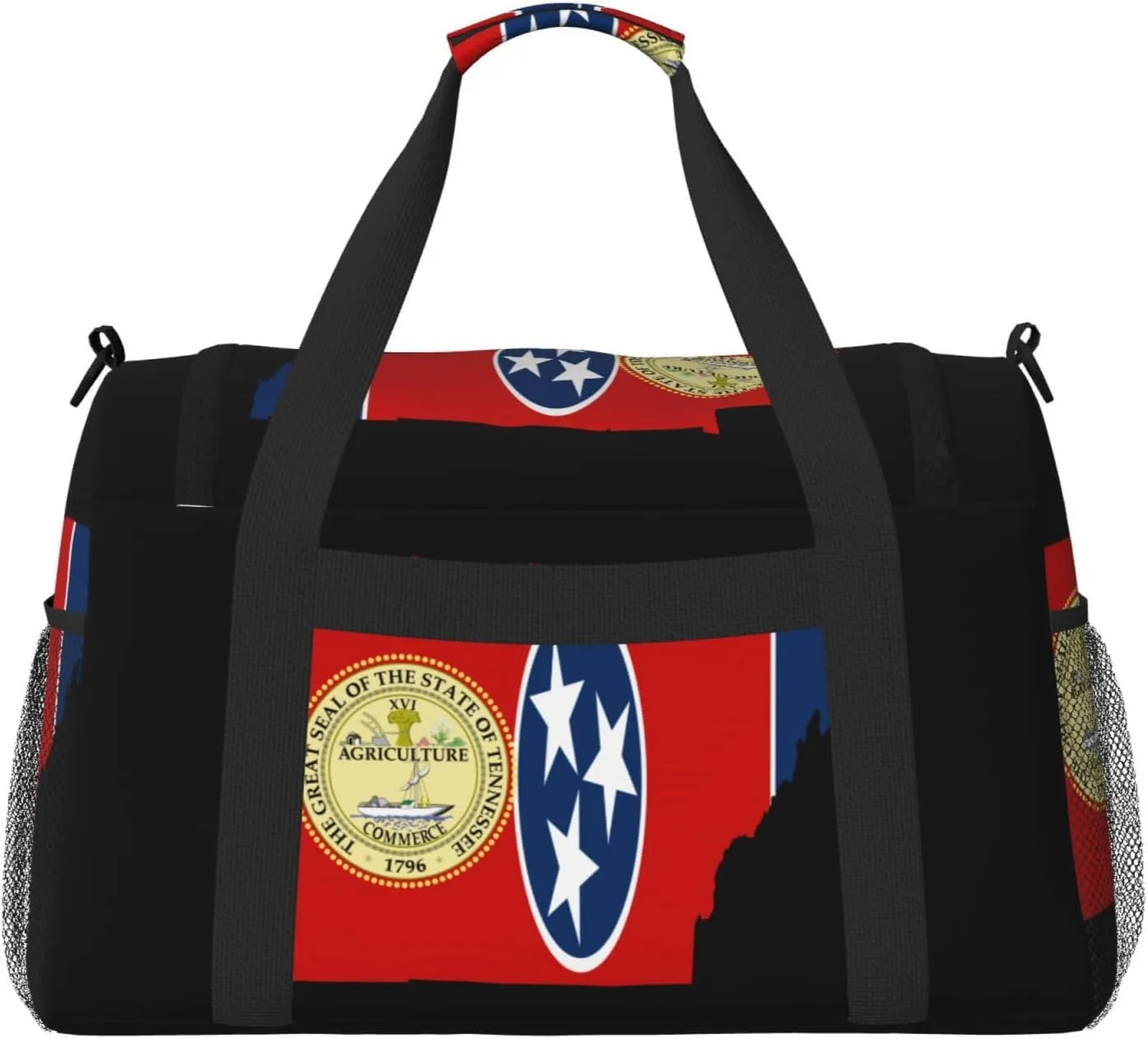 Flag Map Of Tennessee Travel Duffel Bag Large Foldable Waterproof Overnight Bag For Beach Swim Bags Pool Sports Gym