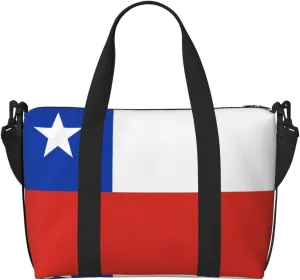 Flag of Chile Hand-held messenger travel bag, suitable for work, travel, fitness, tourism, women's casual handbag with zipper,