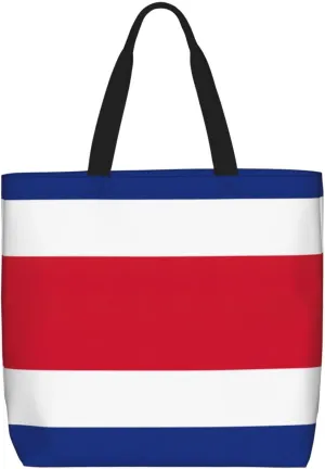 Flag Of Costa Rica Print Women Reuseable Handbag, Grocery Bag Foldable For Shopping Travel Activity