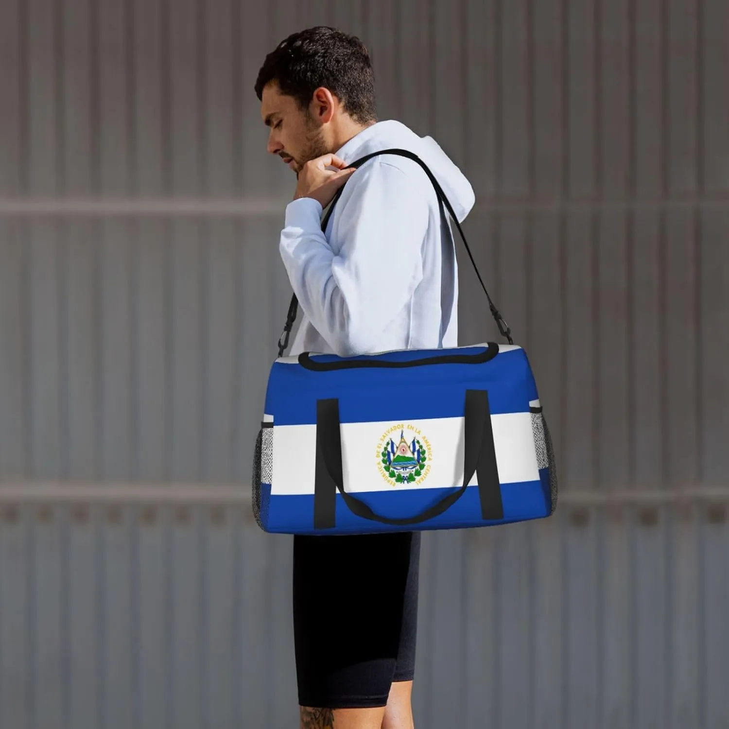 Flag Of El Salvador Travel Duffel Bag Large Foldable Waterproof Overnight Bag For Beach Swim Bags Pool Sports Gym