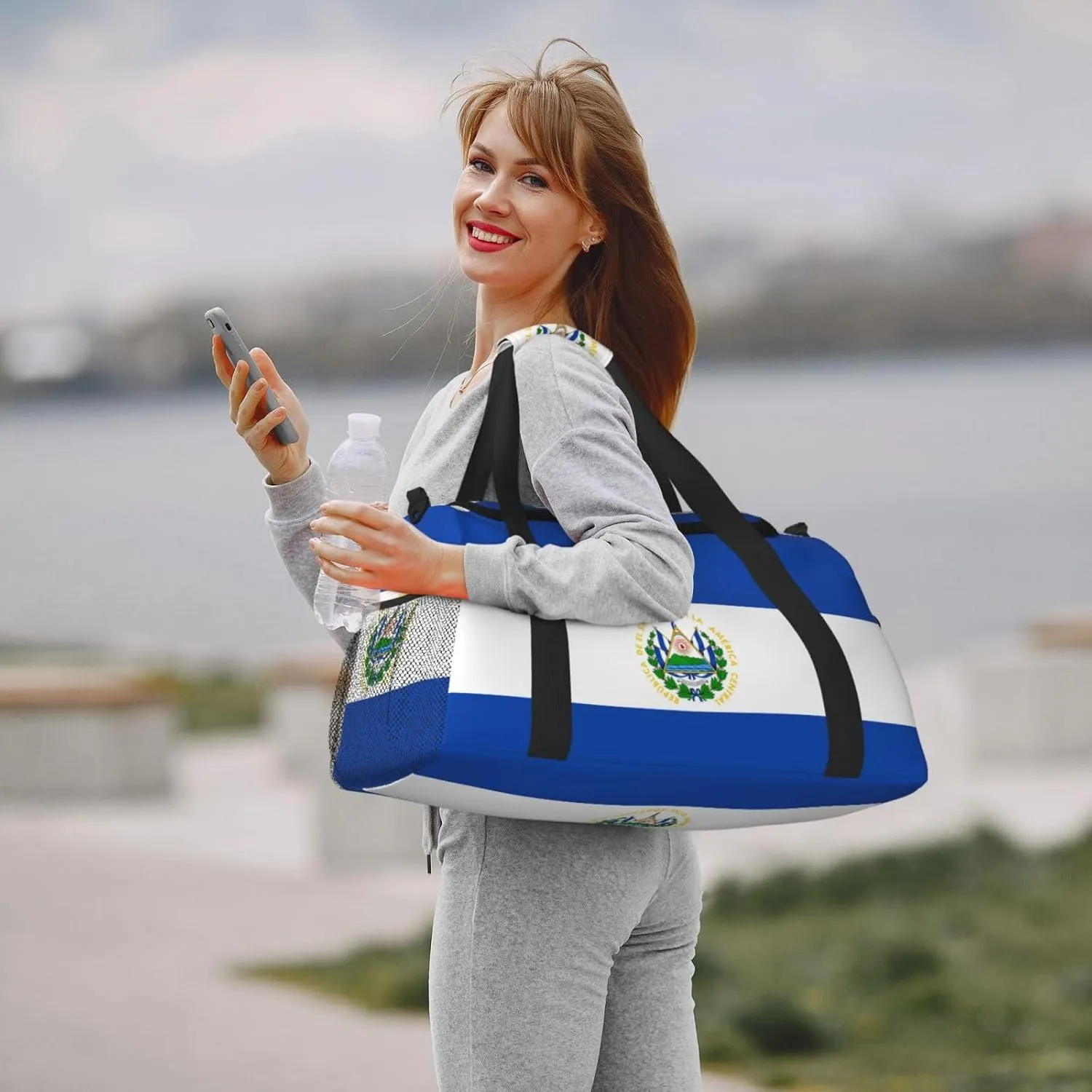Flag Of El Salvador Travel Duffel Bag Large Foldable Waterproof Overnight Bag For Beach Swim Bags Pool Sports Gym