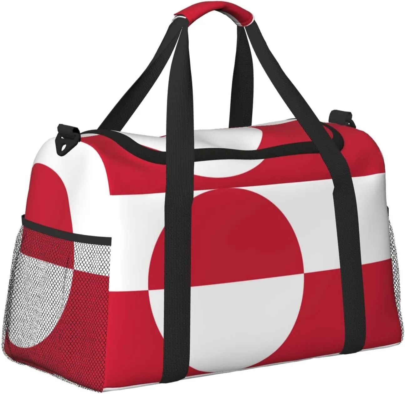 Flag Of Greenland Travel Duffel Bag Large Foldable Waterproof Overnight Bag For Beach Swim Bags Pool Sports Gym