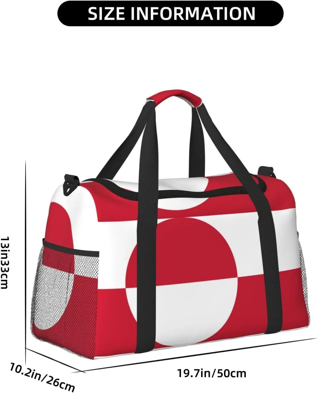 Flag Of Greenland Travel Duffel Bag Large Foldable Waterproof Overnight Bag For Beach Swim Bags Pool Sports Gym