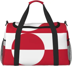 Flag Of Greenland Travel Duffel Bag Large Foldable Waterproof Overnight Bag For Beach Swim Bags Pool Sports Gym