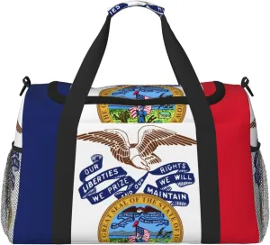 Flag Of Iowa Travel Duffel Bag Large Foldable Waterproof Overnight Bag For Beach Swim Bags Pool Sports Gym