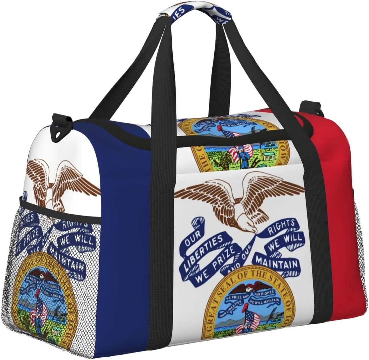 Flag Of Iowa Travel Duffel Bag Large Foldable Waterproof Overnight Bag For Beach Swim Bags Pool Sports Gym