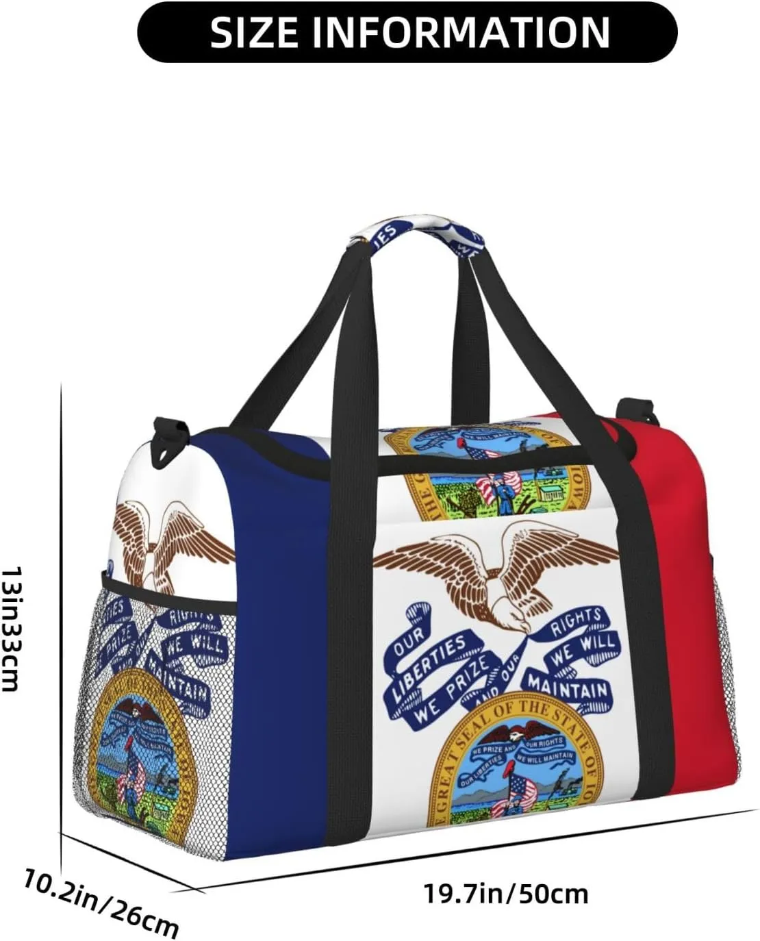 Flag Of Iowa Travel Duffel Bag Large Foldable Waterproof Overnight Bag For Beach Swim Bags Pool Sports Gym