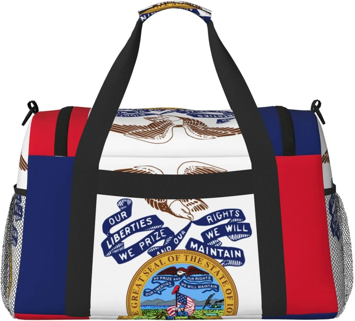Flag Of Iowa Travel Duffel Bag Large Foldable Waterproof Overnight Bag For Beach Swim Bags Pool Sports Gym
